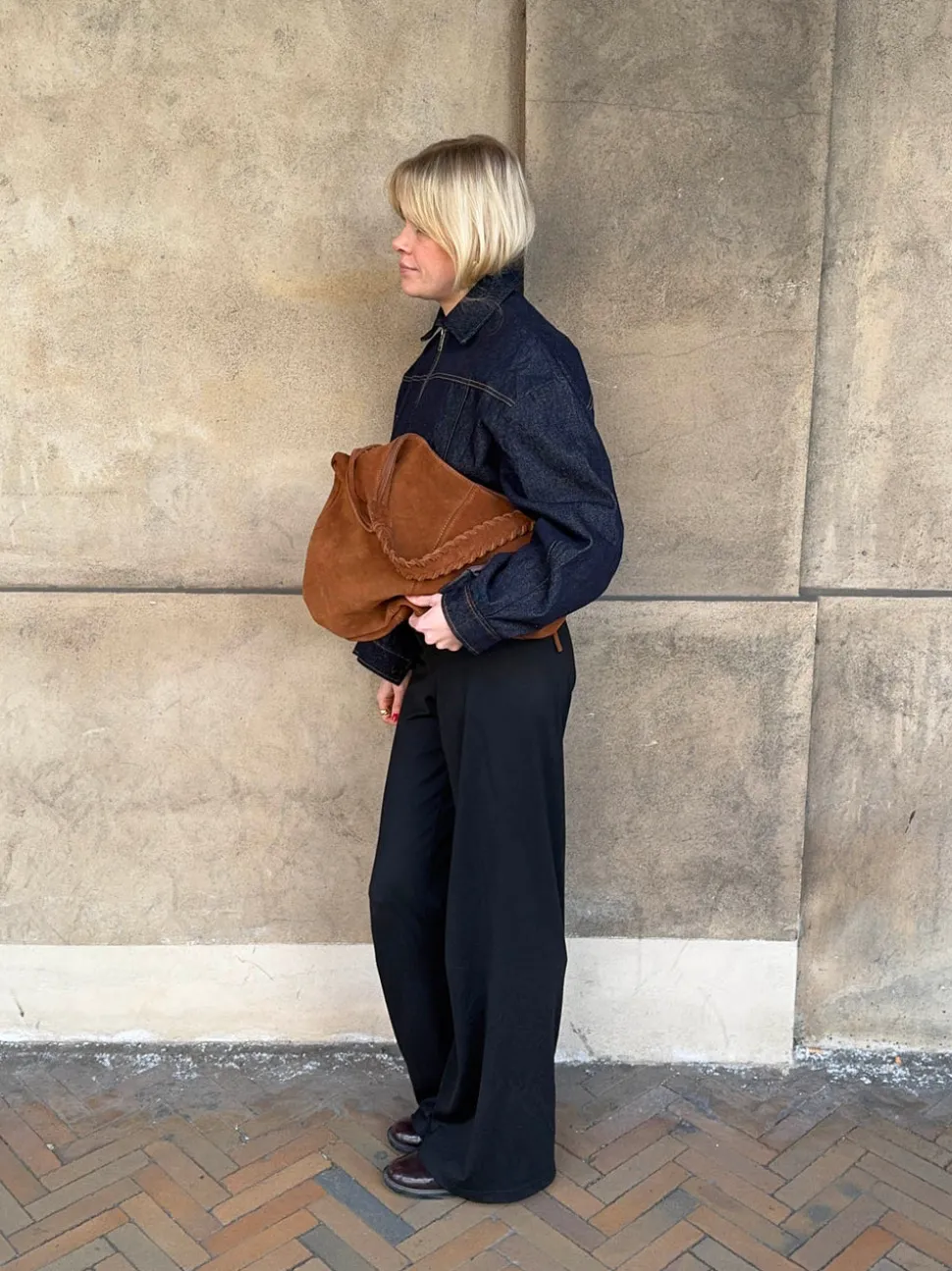 Fiala suede taske - Brun