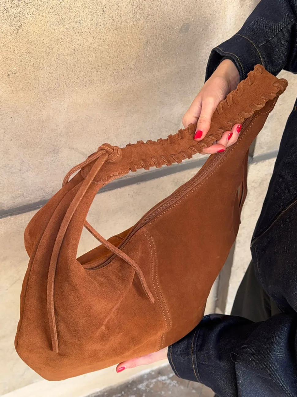 Fiala suede taske - Brun
