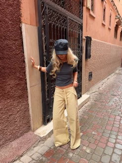 Fillina jeans med bælte - Gul