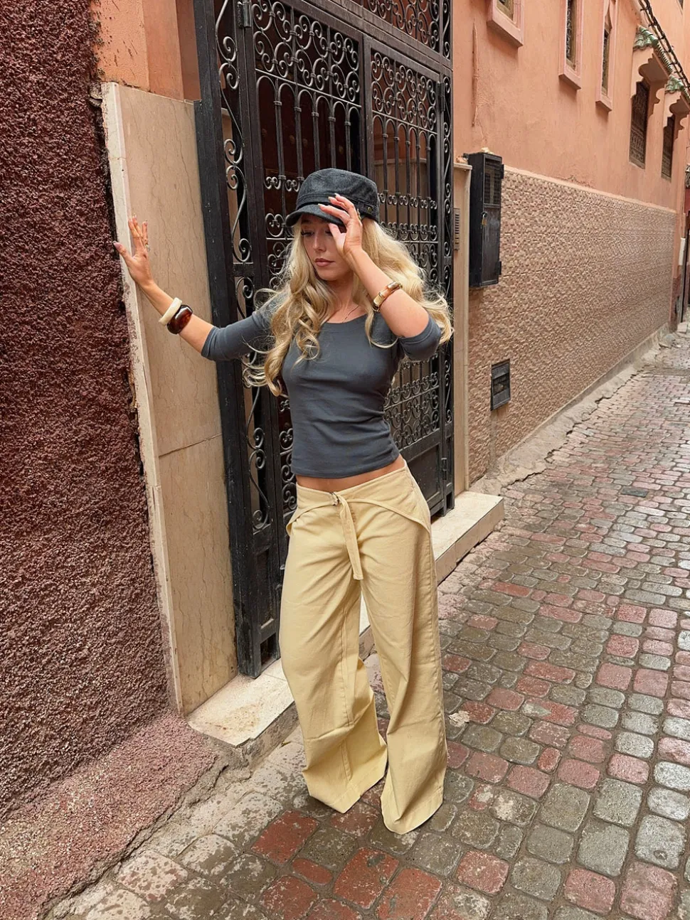 Fillina jeans med bælte - Gul