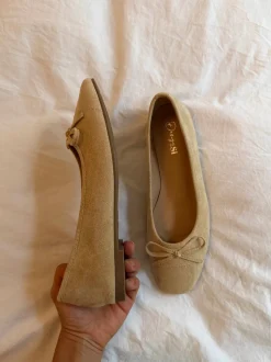 Fione ballerinaer i ruskind - Beige