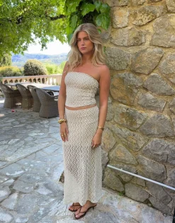 Fiorella nederdel med blonde - Hvid/beige