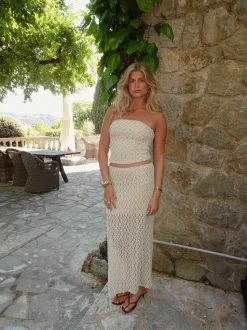 Fiorella nederdel med blonde - Hvid/beige