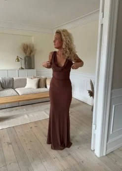 Flora maxikjole - Brun