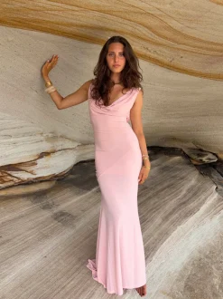 Flora maxikjole - Støvet rosa