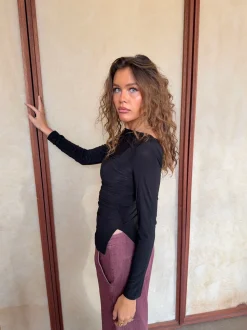 Florine bluse med lange ærmer - Sort