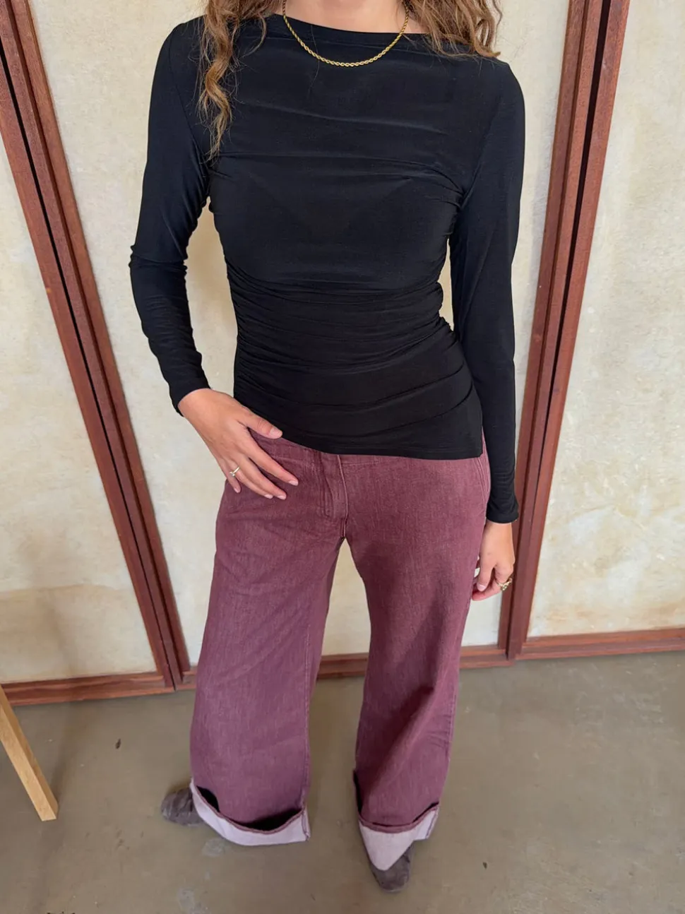 Florine bluse med lange ærmer - Sort