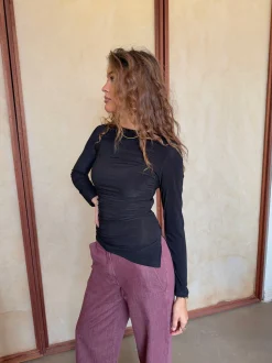 Florine bluse med lange ærmer - Sort