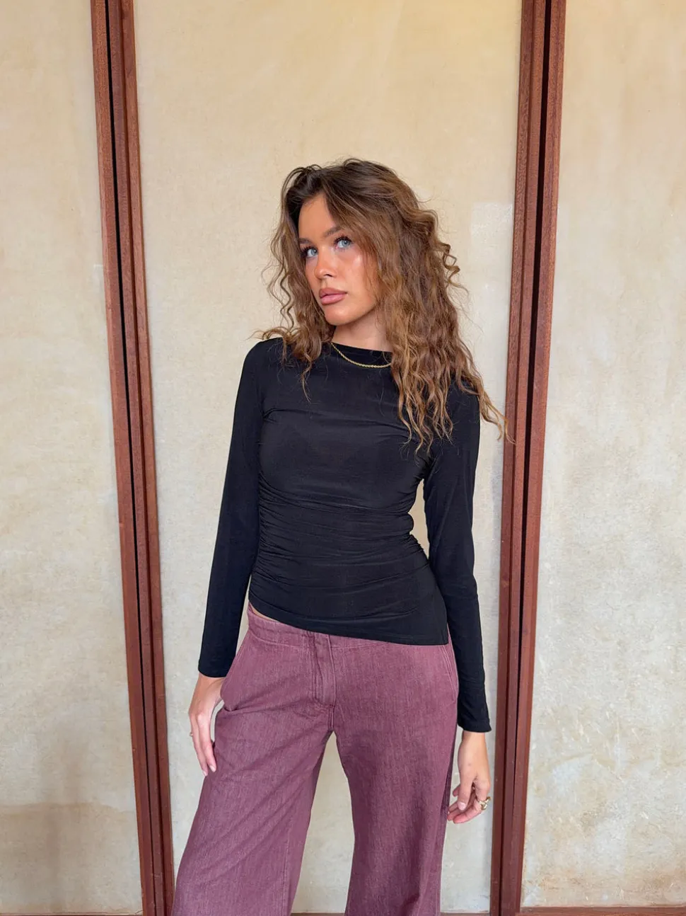 Florine bluse med lange ærmer - Sort