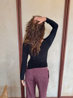 Florine bluse med lange ærmer - Sort
