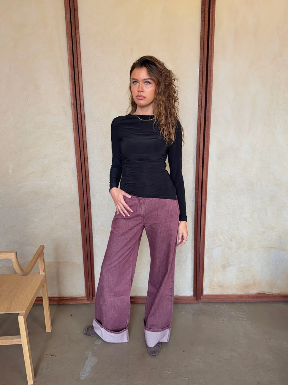 Florine bluse med lange ærmer - Sort