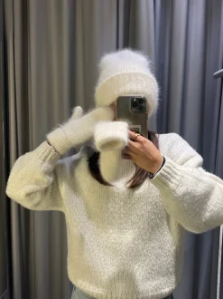 Fluffy handsker - Hvid