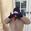 Fluffy handsker - Navy
