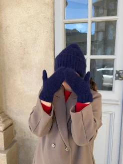 Fluffy handsker - Navy