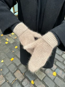 Fluffy handsker - Taupe