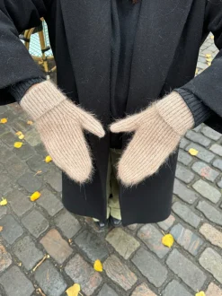 Fluffy handsker - Taupe