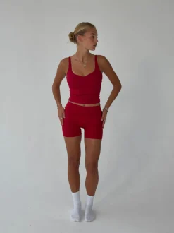 Folded essential shorts - Cherry