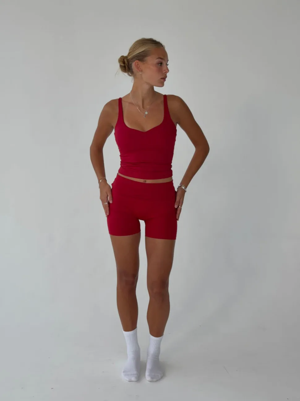 Folded essential shorts - Cherry