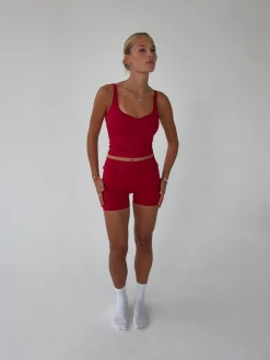 Folded essential shorts - Cherry