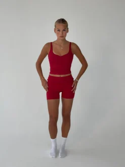 Folded essential shorts - Cherry