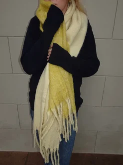 Gale tørklæde - Gul/off white