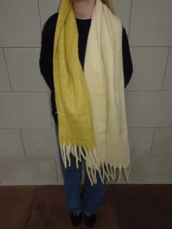 Gale tørklæde - Gul/off white