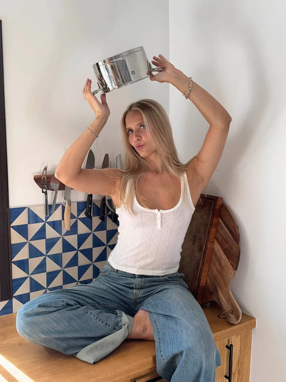 Gatulina tanktop med knapper - Hvid