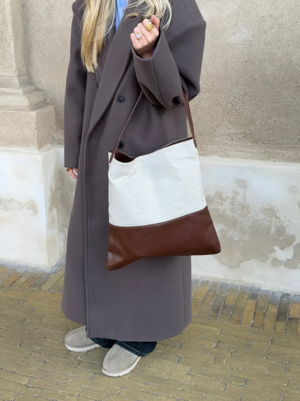 Genova skuldertaske - Beige/brun