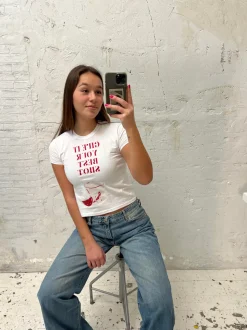 Give it your best shot baby tee - Hvid