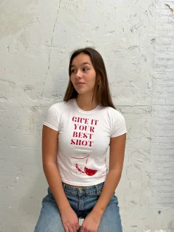 Give it your best shot baby tee - Hvid