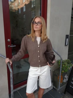 Grace cardigan i strik - Brun