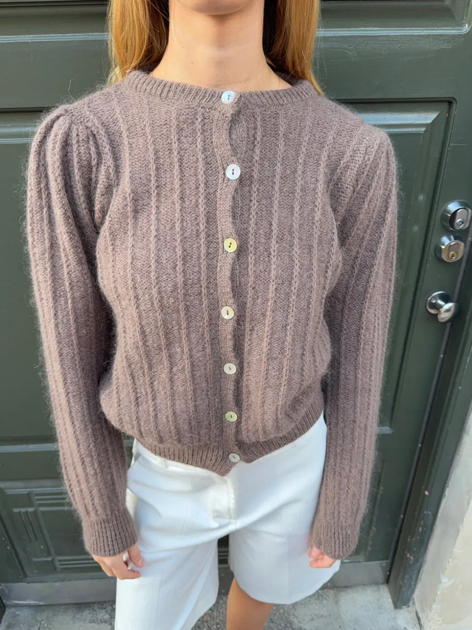 Grace cardigan i strik - Brun
