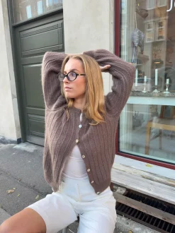 Grace cardigan i strik - Brun