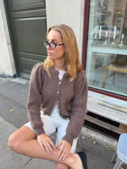 Grace cardigan i strik - Brun