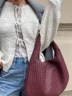 Gunilla strikket cardigan med bindedetaljer - Beige