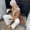 Haze hue med striber - Lyserød/beige/blå