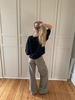 Hedvig striktrøje med korte ærmer - Navy