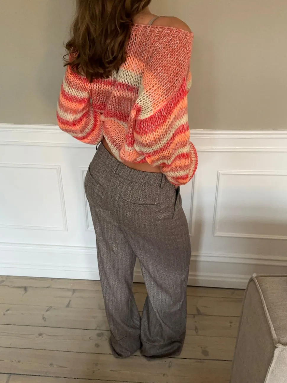 Helin striktrøje - Rød/Orange