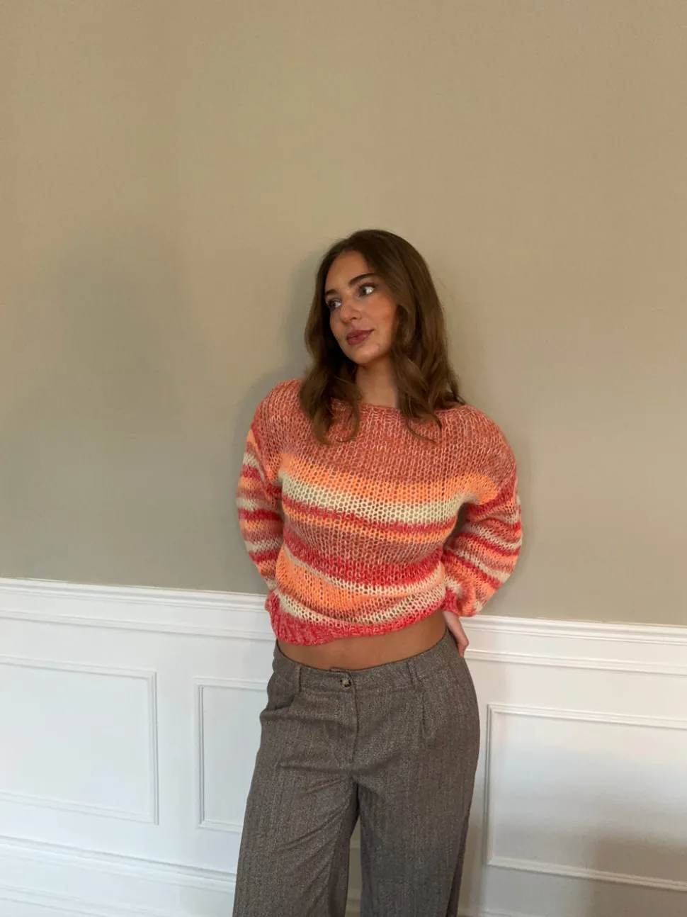 Helin striktrøje - Rød/Orange