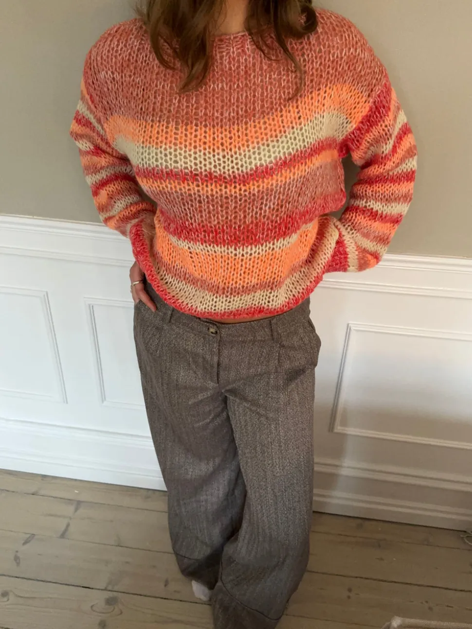 Helin striktrøje - Rød/Orange