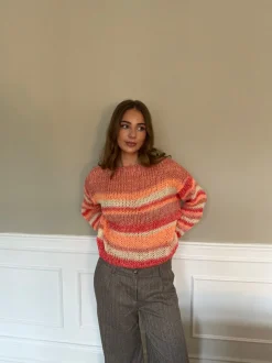 Helin striktrøje - Rød/Orange