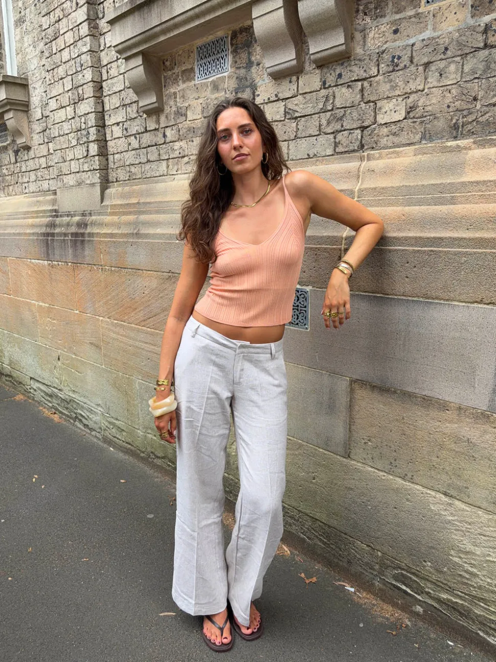 Herringbone bukser - Beige/hvid