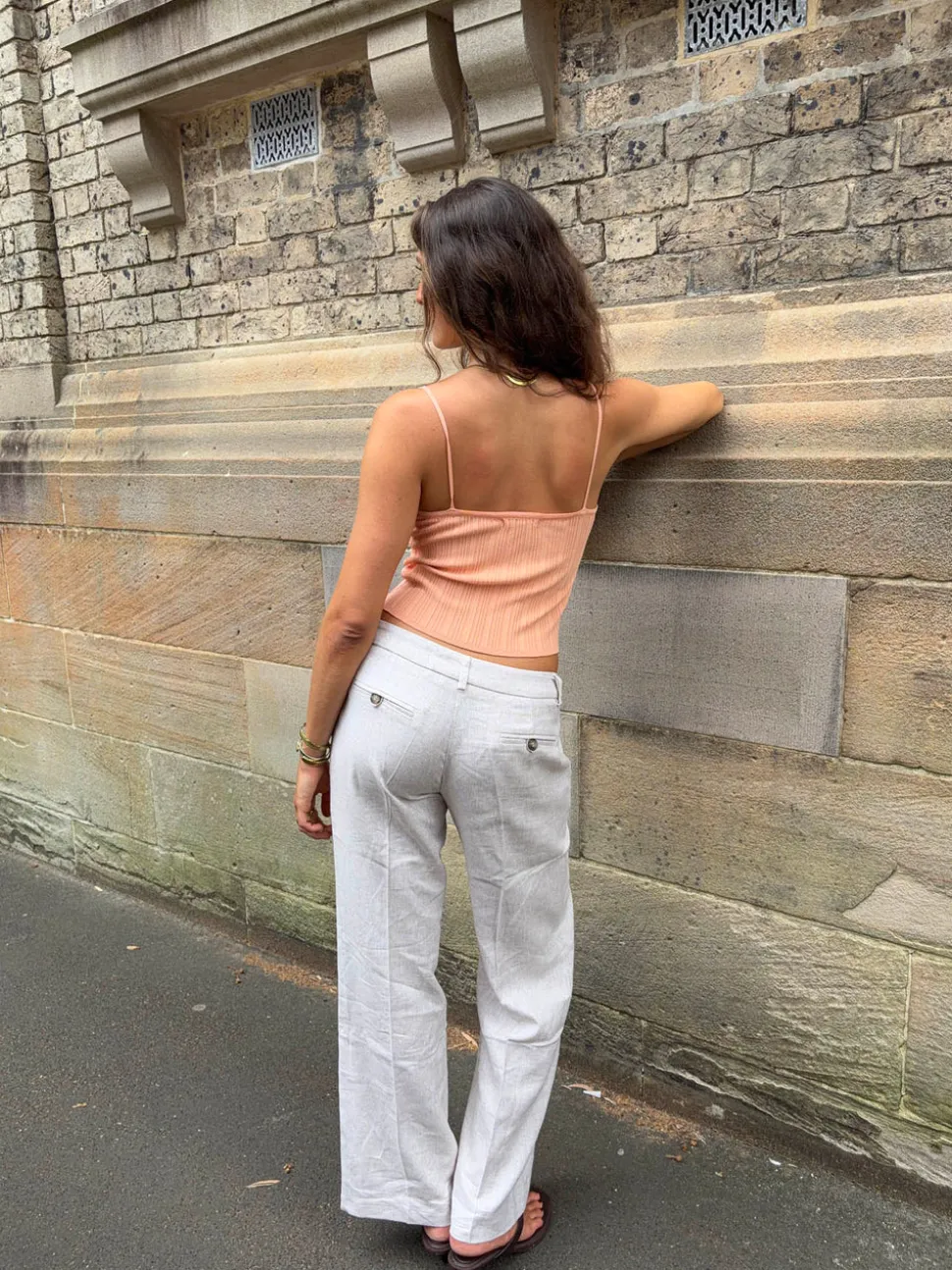 Herringbone bukser - Beige/hvid