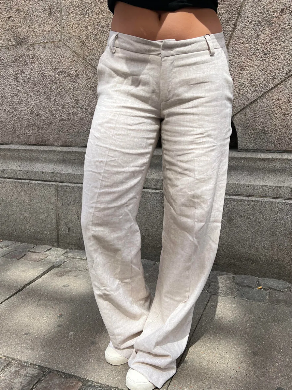 Herringbone bukser - Beige/hvid