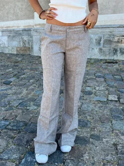 Herringbone bukser - Brun/hvid