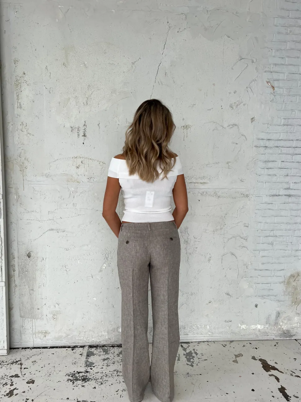 Herringbone bukser - Brun/hvid