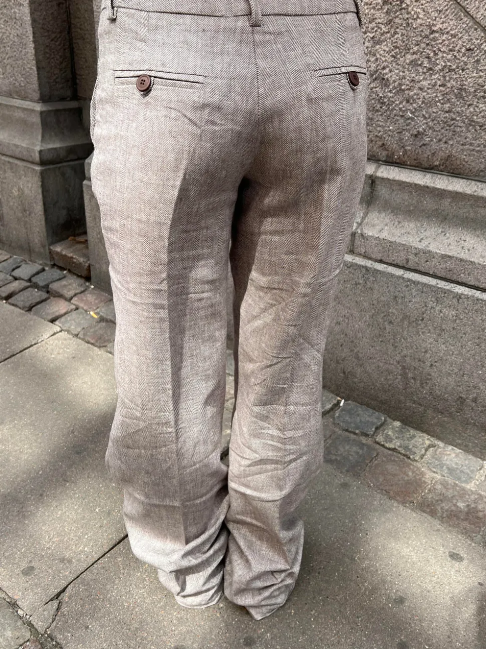 Herringbone bukser - Brun/hvid