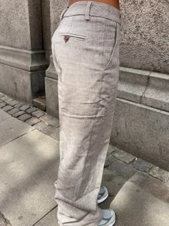 Herringbone bukser - Brun/hvid