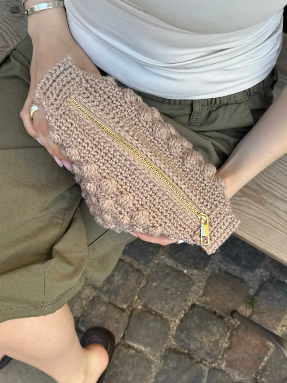 Hæklet clutch - Beige