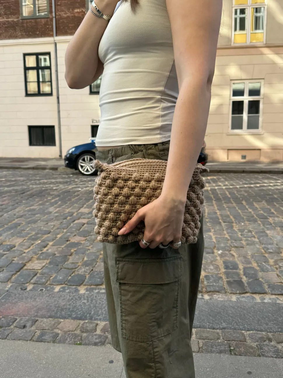 Hæklet clutch - Beige